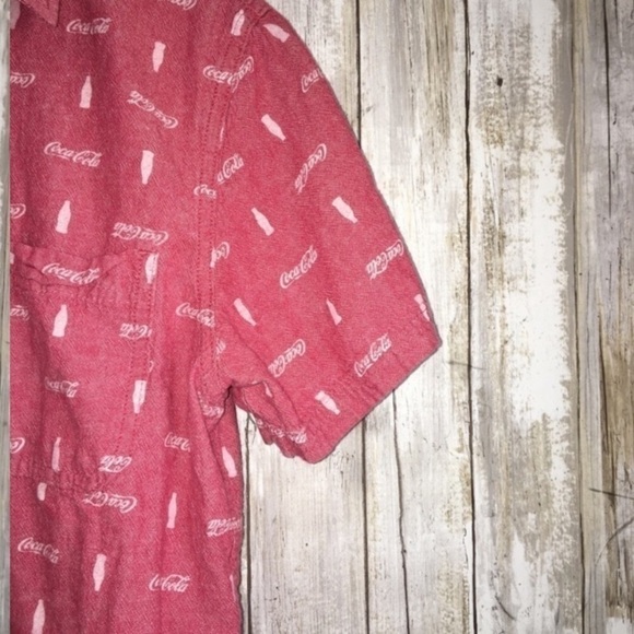 Coca Cola Red Logo Printed Button Down - Picture 2 of 4